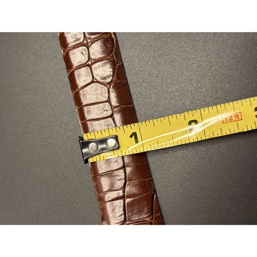 Talbots Reddish Brown Croc Embossed Leather Belt Made in Italy Size S 6011